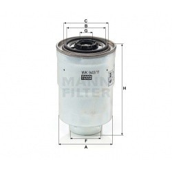 MANN фильтр топливный HYUNDAI H100 2.5D 93-00 (с уплотнением в основании фильтра)